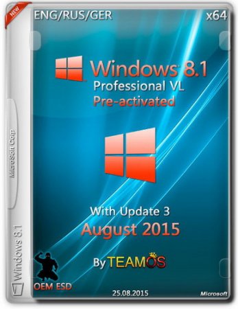 Обложка Windows 8.1 Pro VL x64 Update3 v.2 OEM ESD Aug 2015 by TeamOS (ENG/RUS/GER)