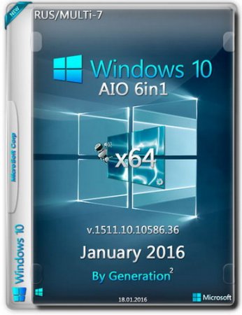 Обложка Windows 10 x64 10586 AIO 6in1 ESD January 2016 by Generation2 (MULTi-7) RUS